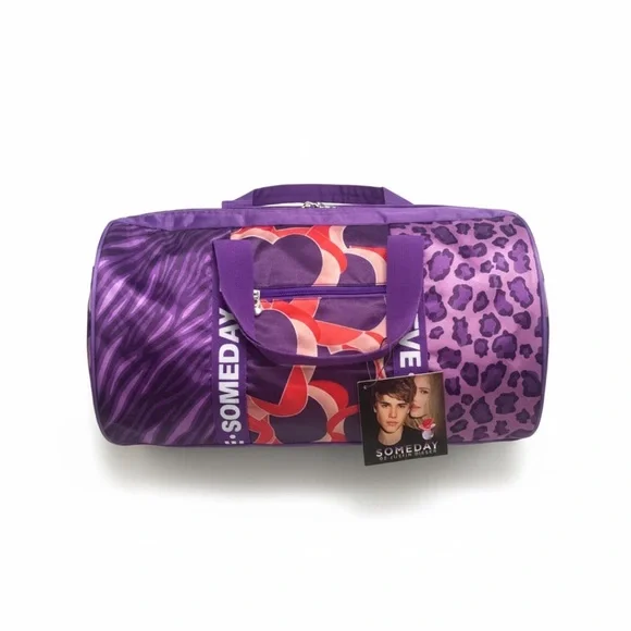 RARE OG FAN Memorabilia Justin Bieber Someday Purple Duffel Bag Weekender Travel - Picture 5 of 10